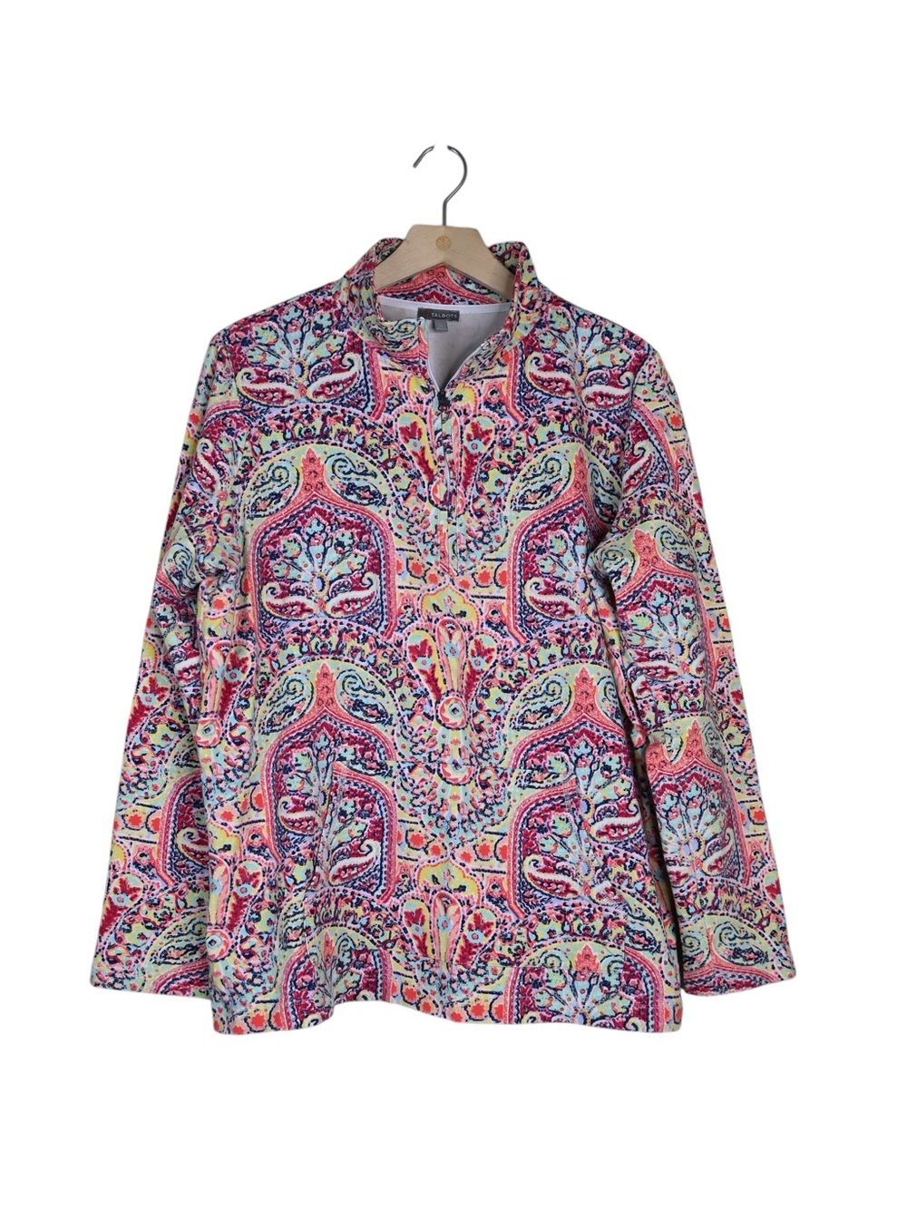 T by Talbots Women's 1X Paisley Quarter-Zip Fleece Pullover